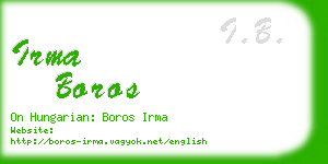 irma boros business card